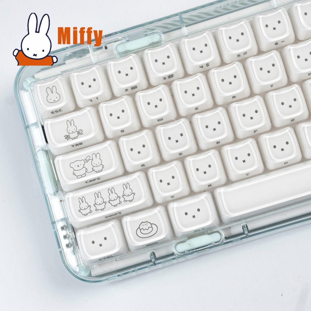 Gaming Keyboard Affordable - かわいいミッフィーキーキャップかわいいウサギのキーキャップメカニカルキーボードに適したクロス軸MAOプロファイルゲームオフィスPCゲーマーギフト