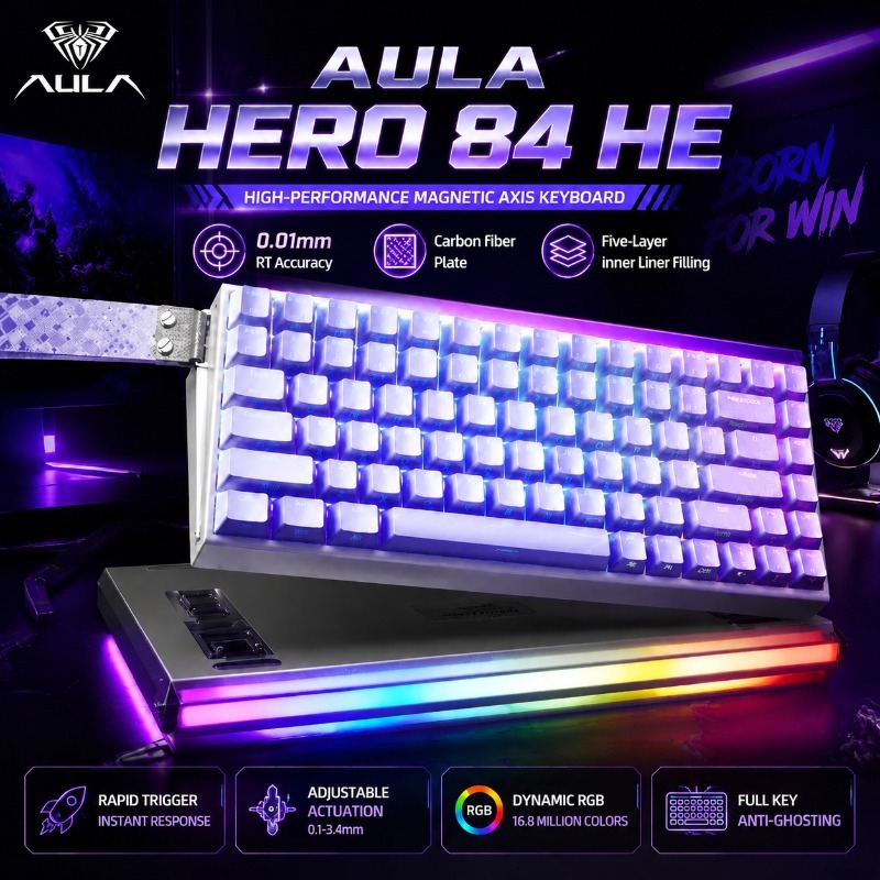 Gaming Keyboard He - AULA HERO84 磁気式ゲーミングメカニカルキーボード ラピッドトリガー ホール効果スイッチ 8Kポーリング