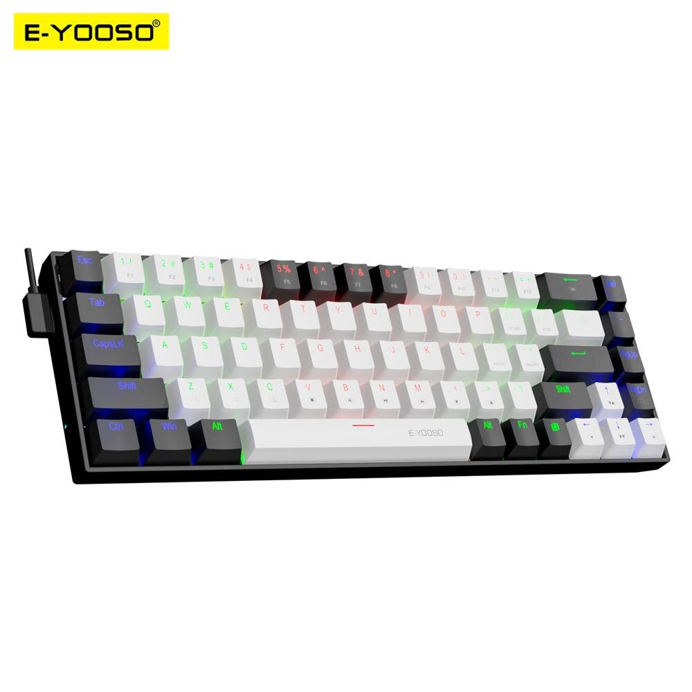 Gaming Keyboard E Yooso - E-YOOSO z686 usbミニスリム機械式ゲーム有線キーボード赤いスイッチ68キーロシアブラジルポルトガル計算PCラップトップ用