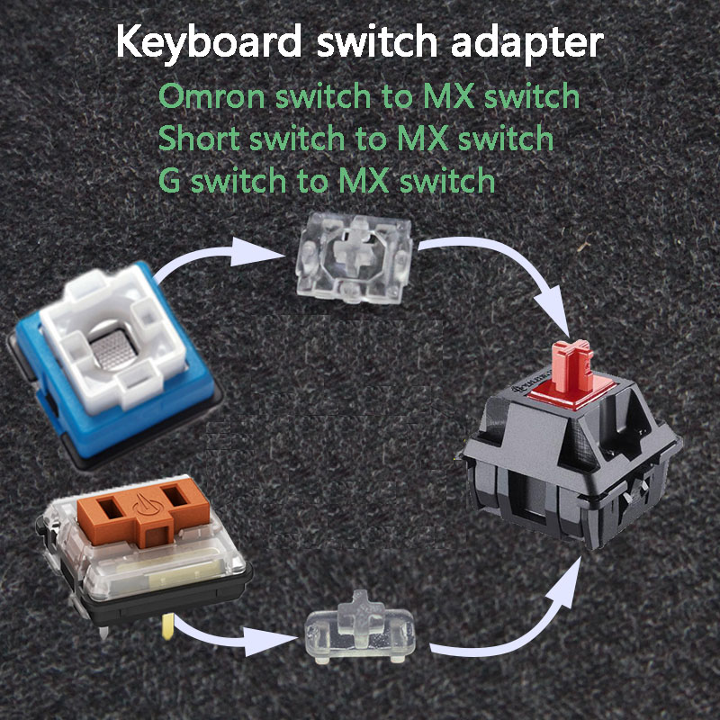 Gaming Keyboard Thocky - Omron/short/ロープロファイル用キーボードスイッチアダプター軸,s/romer,gからmxスイッチ,logitechキーボード用のカスタムメカニカルスイッチアダプター