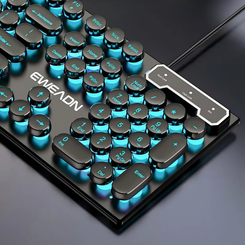 Gaming Keyboard Wireless - レトロパンクメカニカル風キーボードマウスセット有線ワイヤレスRGBバックライトゲーミングオフィスコンボPCラップトップ用