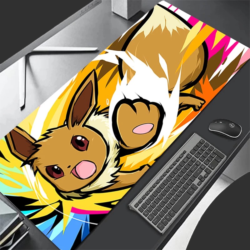 Gaming Keyboard Affordable - P-ポケモン イーブイ アニメ ゲーミングマウスパッド、拡張ノンスリップデスクマットキーボードパッド PC ラップトップ