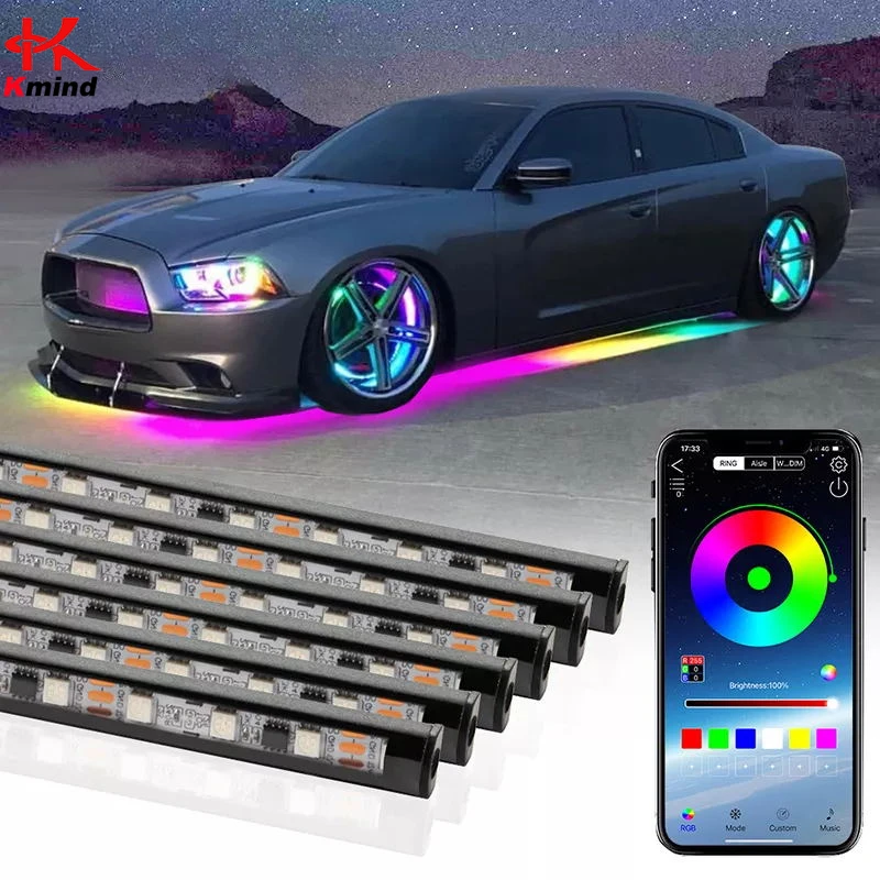 Rgb Underglow Strip - 車のアンダーグローネオン LED ライトシャーシストリップライト車のフロア照明自動雰囲気ランプアンダーライト RGB カラフル