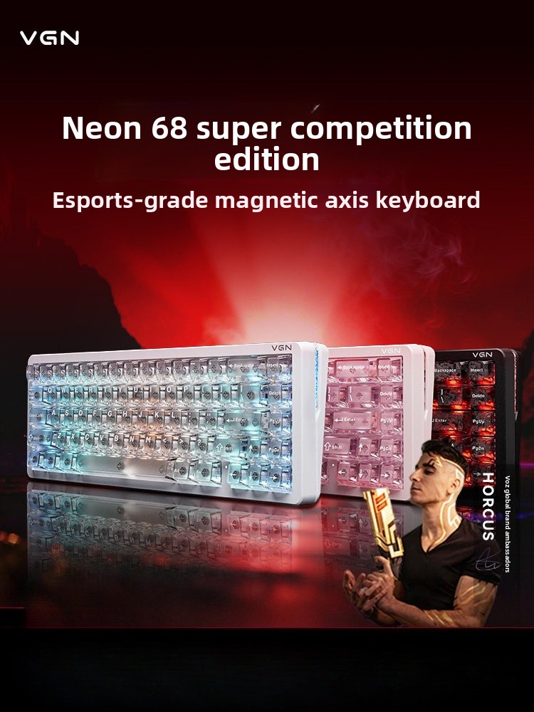Gaming Keyboard Thocky - カスタムネオン美学68%レイアウト磁気軸キーボードガスケットホットスワップRGBゲーミング重低音ギフト