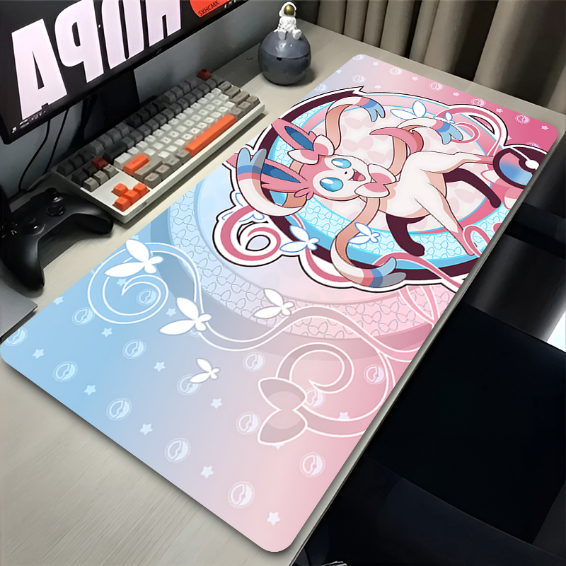 Gaming Keyboard He - 大型ピンクかわいいマウスパッド XXL ゲームコンピュータアクセサリー P-ポケモン シルベオン キーボード