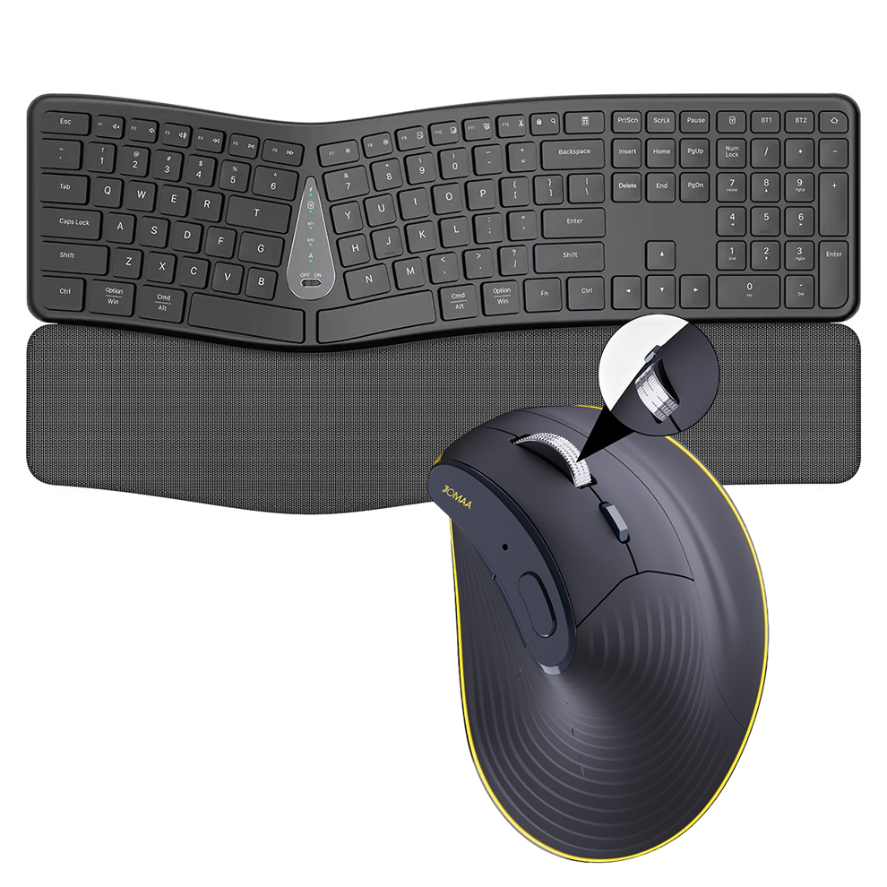 Gaming Keyboard Bundle - 2.4G ワイヤレスキーボードマウスコンボ、快適な自然なタイピング、パームレスト、マルチデバイス Bluetooth 充電式キーボードセット
