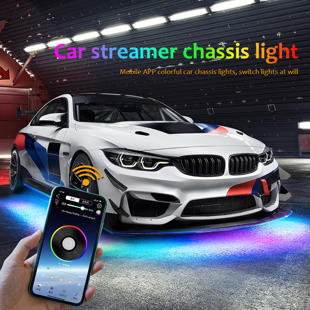 車のアンダーグローLEDライトストリップ,アンビエントシャー - Rgb Underglow Strip のレビューと価格