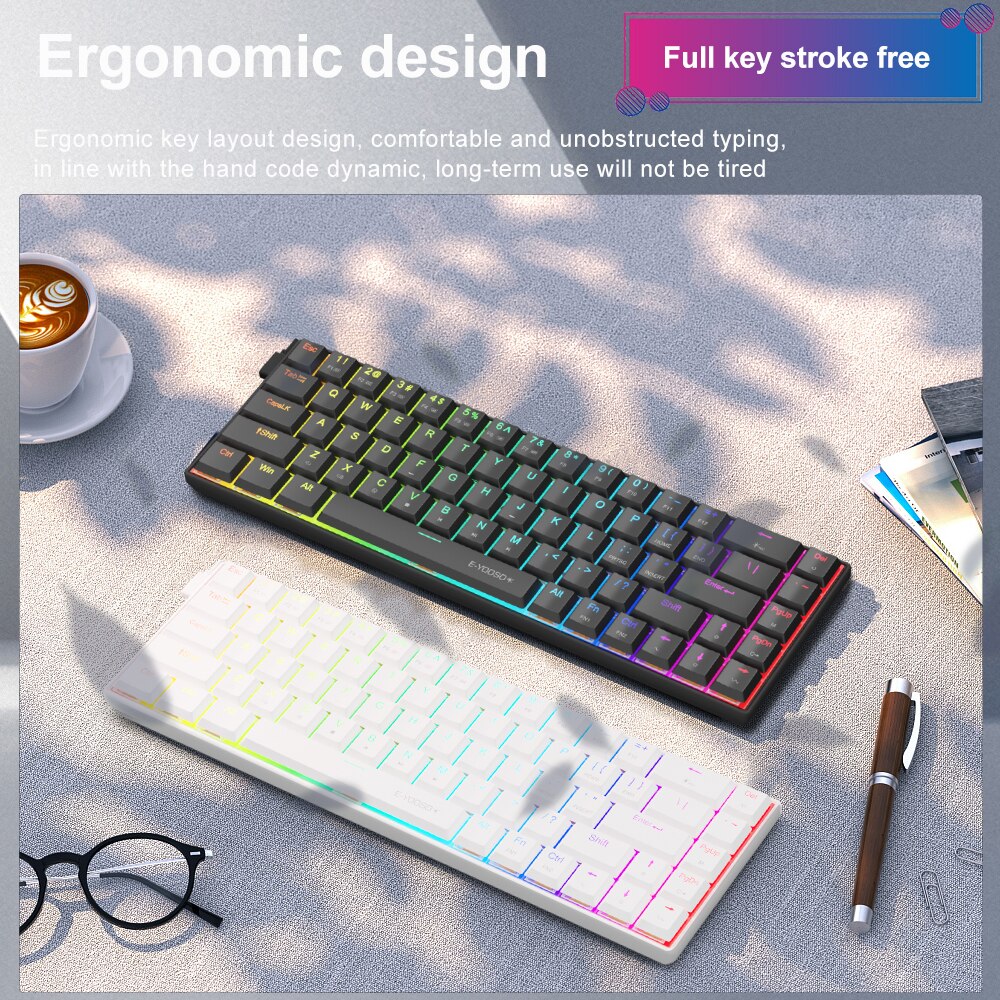 E-YOOSO a68 rgbミニスリムUSB有線機械式ゲー - Gaming Keyboard Bundle のレビューと価格