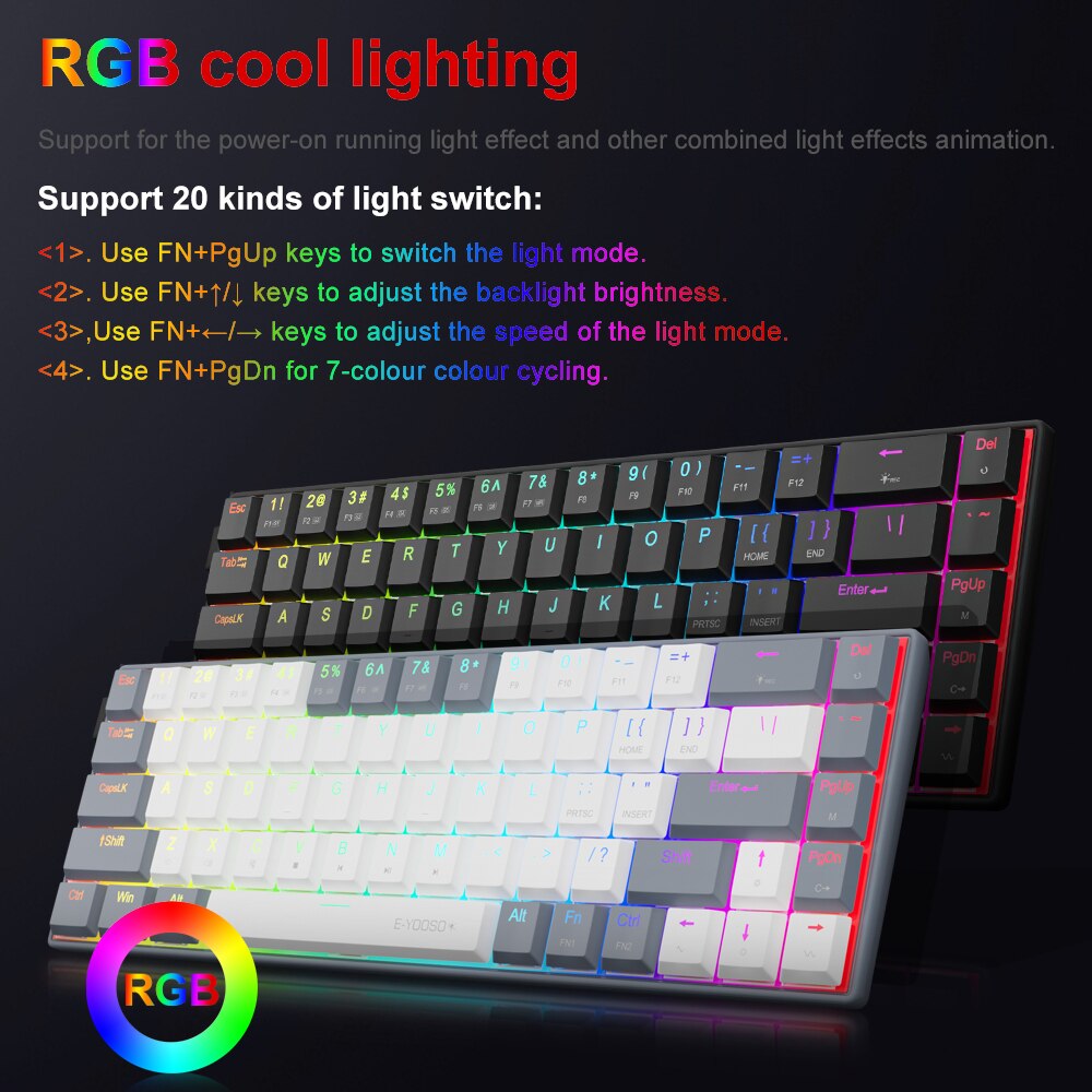 E-YOOSO a68 rgbミニスリムUSB有線機械式ゲー - Gaming Keyboard Bundle のレビューと価格
