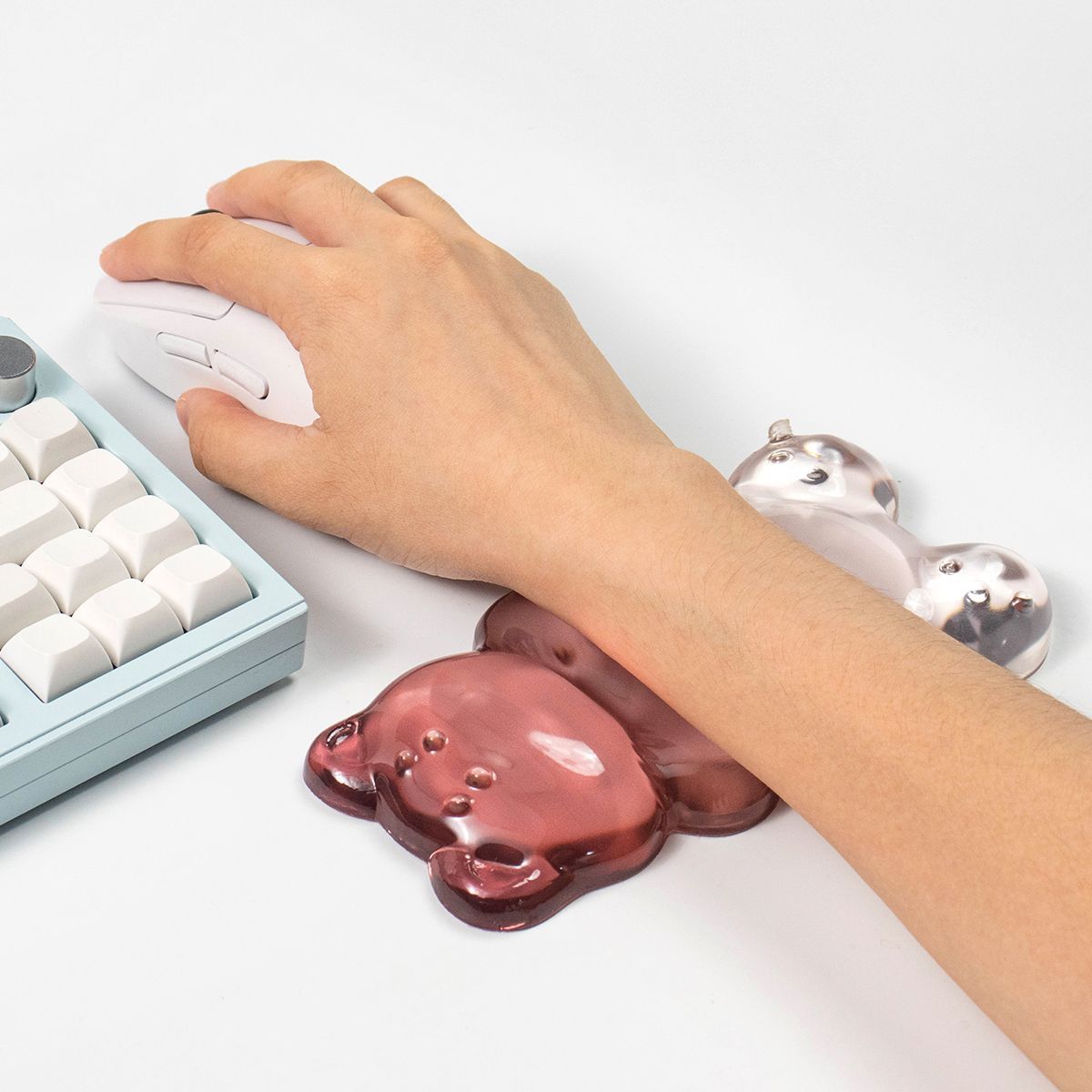 かわいいクマの形をしたリストレスト 透明ジェルマウスリストパ - Gaming Keyboard No Number Pad のレビューと価格