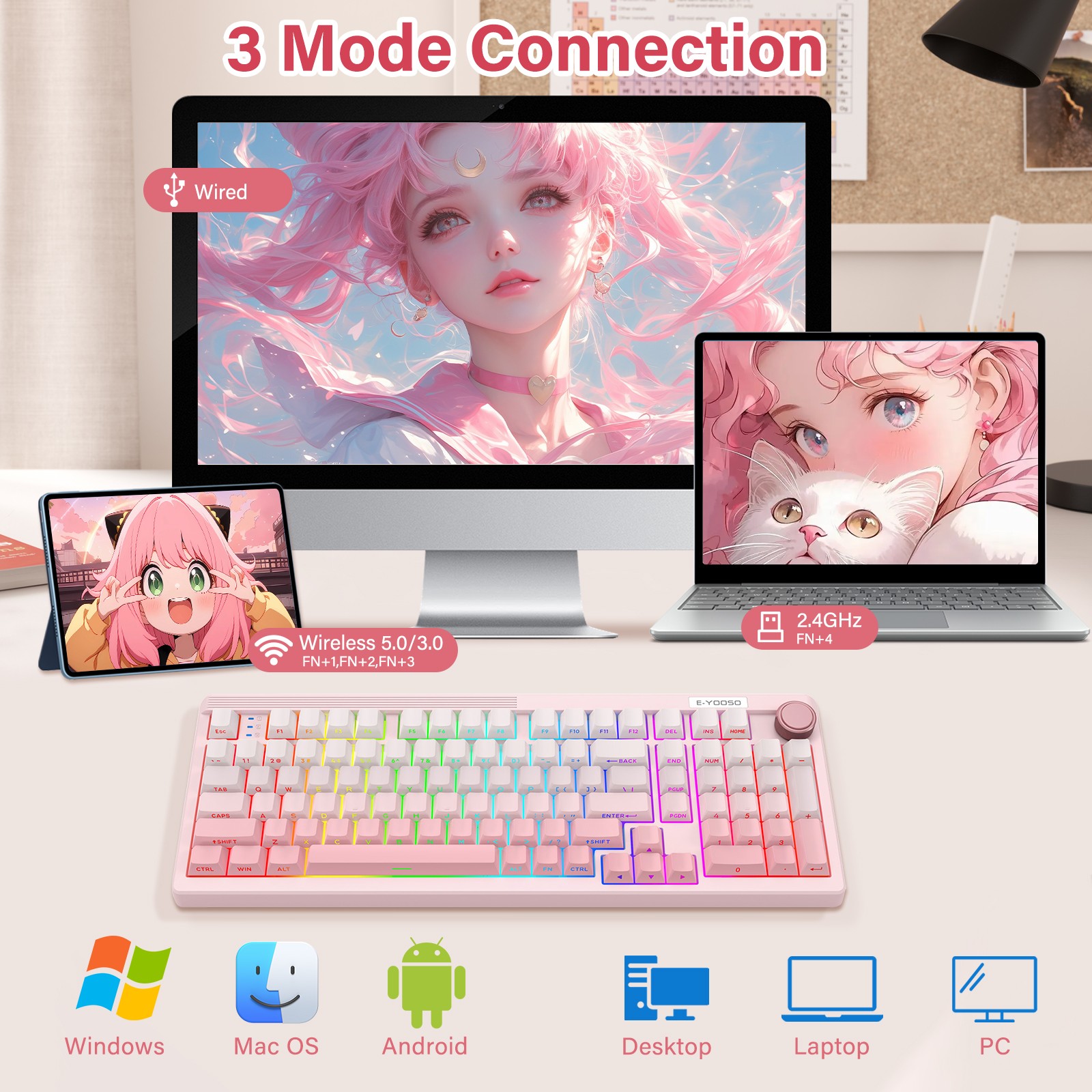 E-YOOSO 98キー 有線トリモード ゲーミングメカニカ - Gaming Keyboard E Yooso のレビューと価格