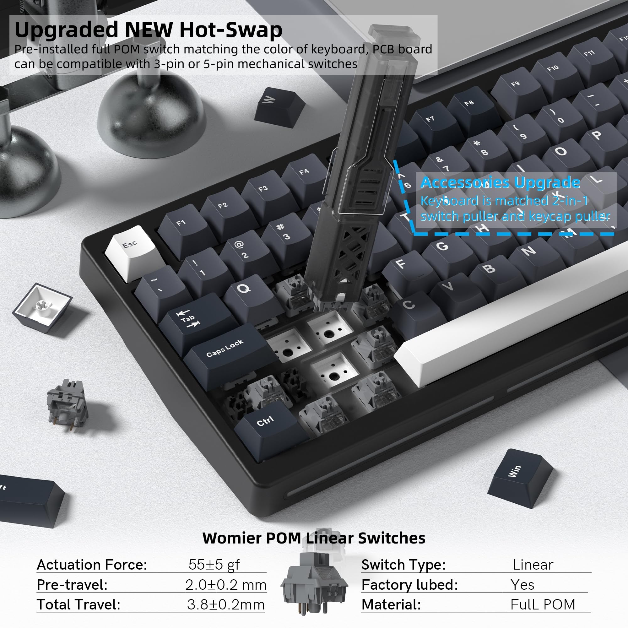 Womier MT75 ワイヤレスメカニカルトライモードキー - Gaming Keyboard Thocky のレビューと価格