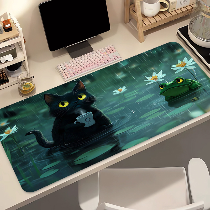 かわいい黒猫シリコンソフトゲーミングマウスパッド大型キーボー - Gaming Keyboard Tactile のレビューと価格