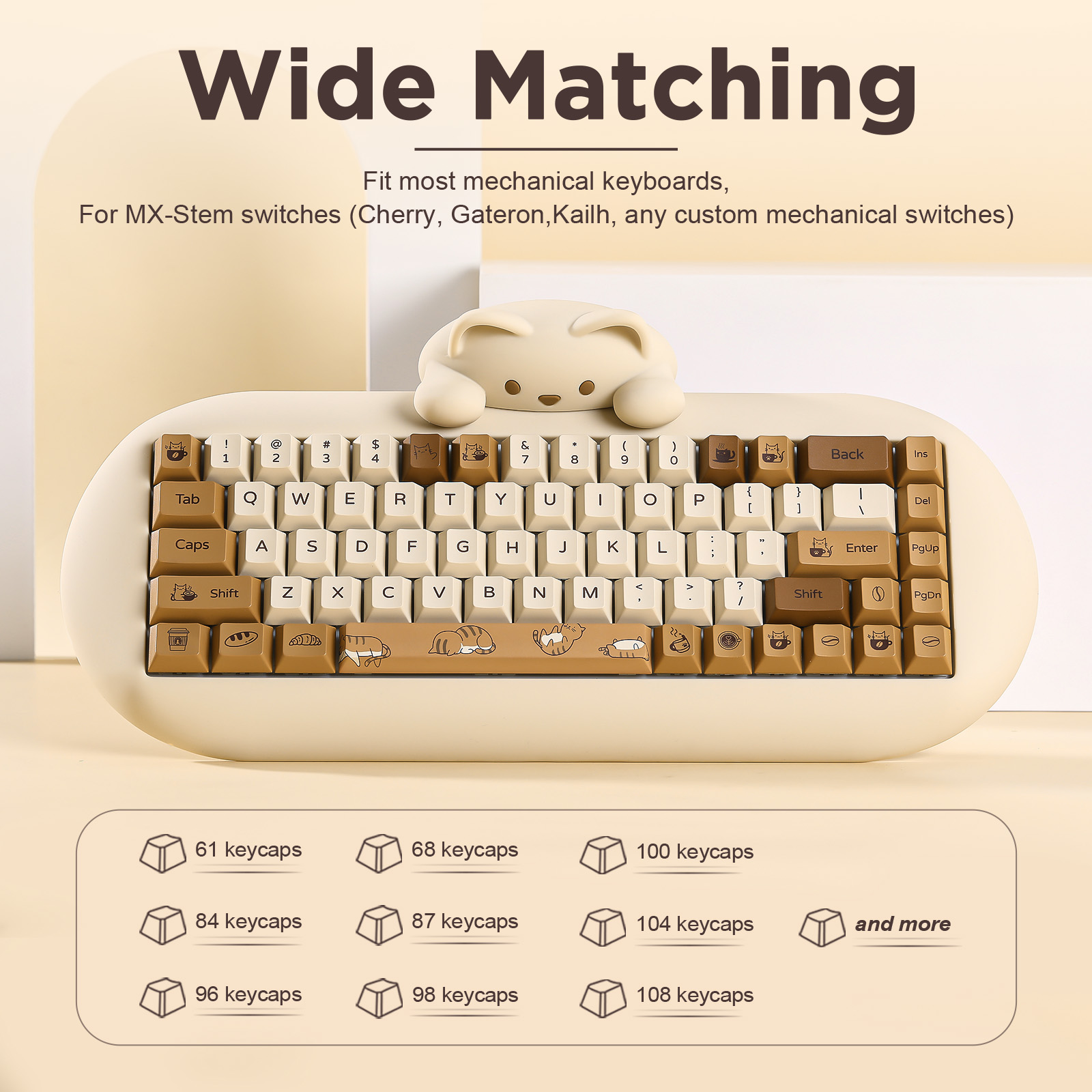 YUNZII Coffee Cat PBT キーキャップ、1 - Gaming Keyboard Bundle のレビューと価格