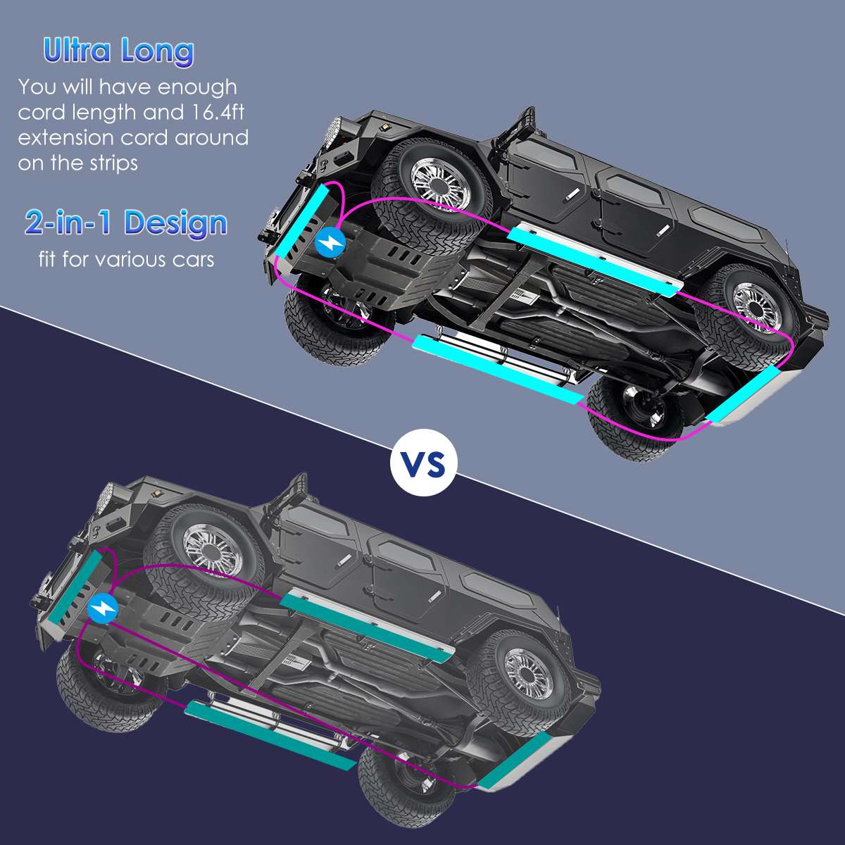 車の装飾用の柔軟なアンダーグローストリップライト,RGBネオ - Rgb Underglow Strip のレビューと価格
