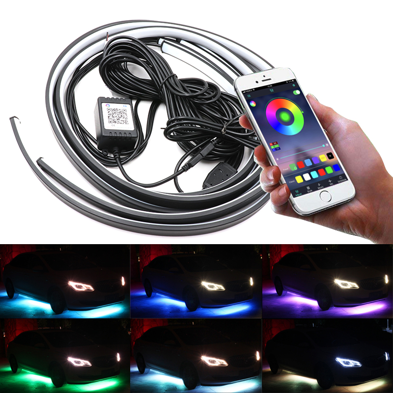 Niscarda 4個12v IP65アプリ制御rgb le - Rgb Underglow Strip のレビューと価格